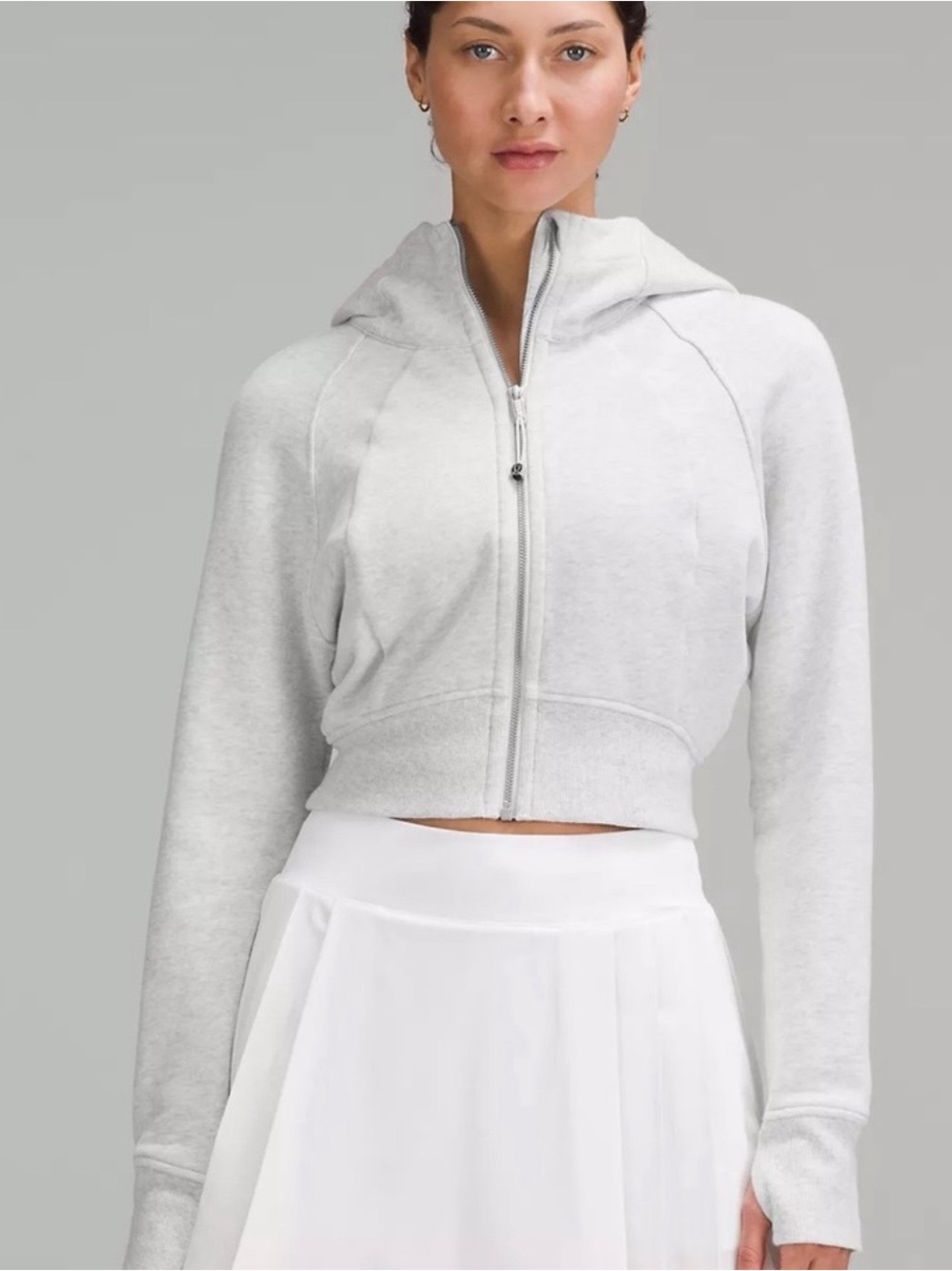 Lululemon Scuba Cropped Hoodie – Light Gray